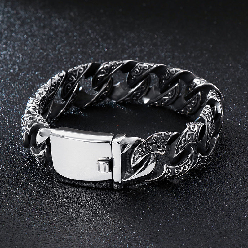 Patterned multi-link interlocking titanium steel bracelet