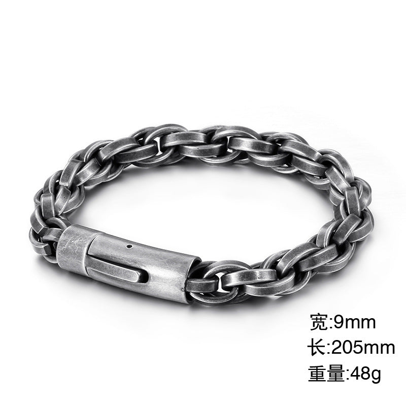 Retro hip-hop minimalist titanium steel bracelet