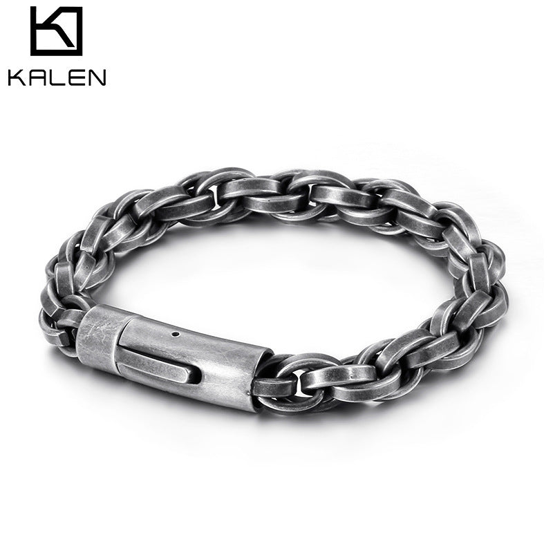 Retro hip-hop minimalist titanium steel bracelet