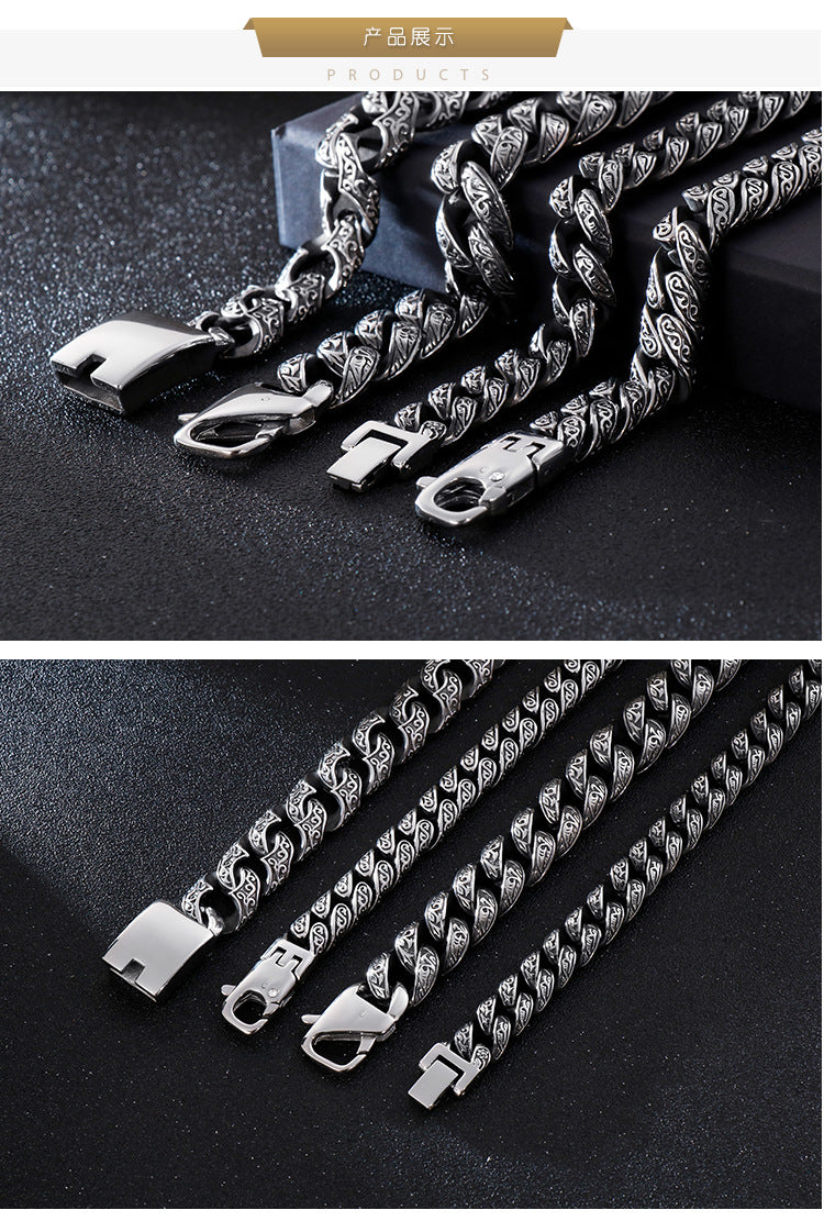 Patterned multi-link interlocking titanium steel bracelet