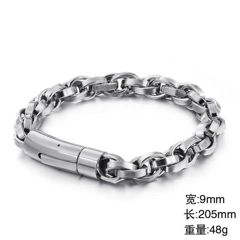 Retro hip-hop minimalist titanium steel bracelet