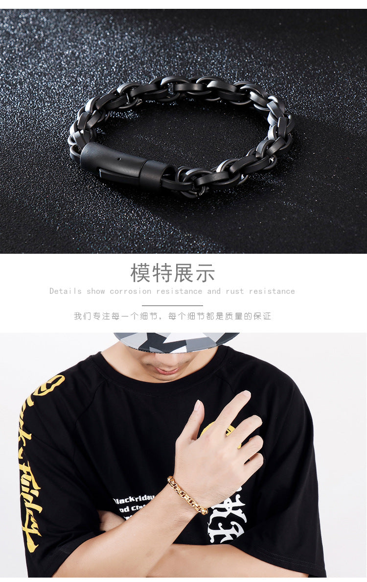 Retro hip-hop minimalist titanium steel bracelet