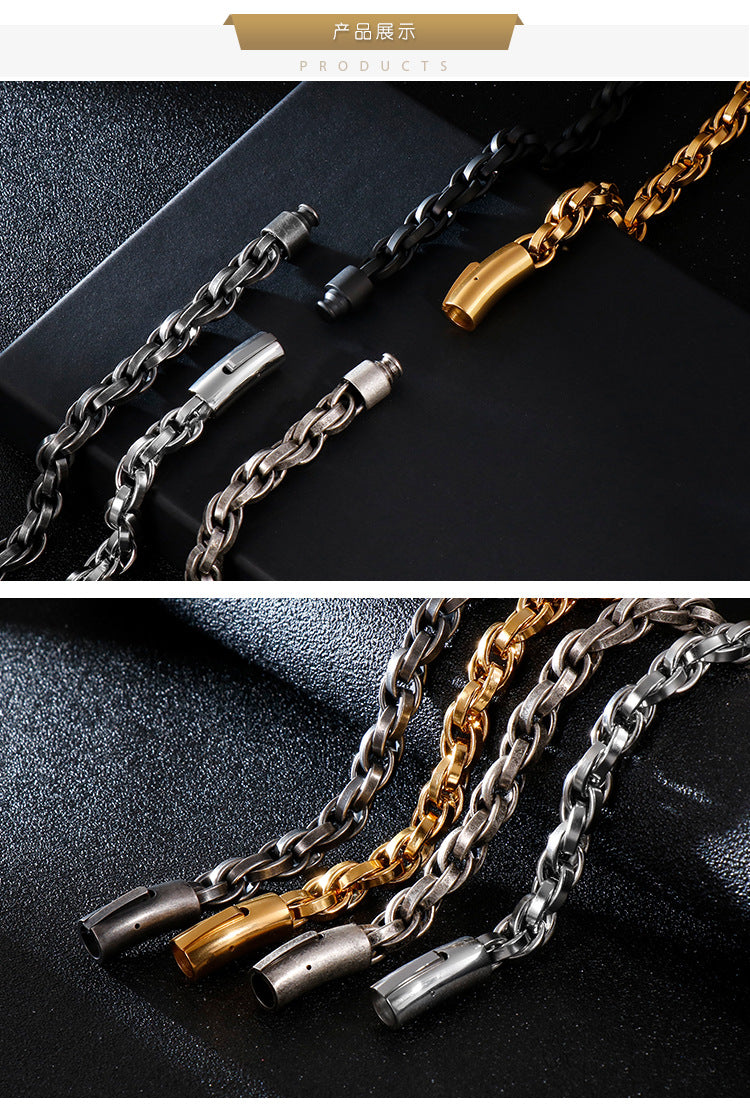 Retro hip-hop minimalist titanium steel bracelet
