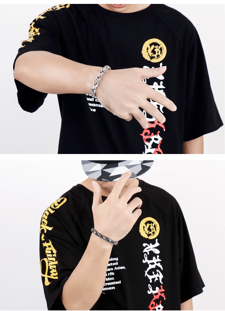 Retro hip-hop minimalist titanium steel bracelet