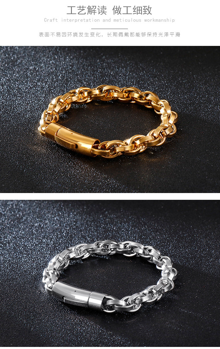 Retro hip-hop minimalist titanium steel bracelet