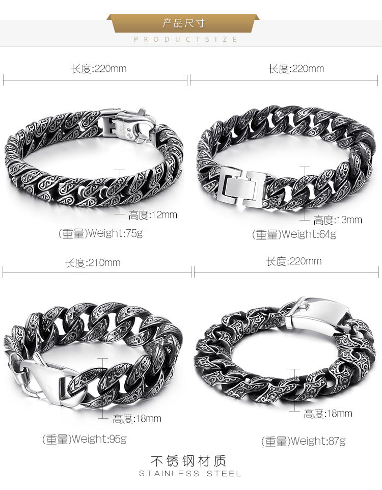 Patterned multi-link interlocking titanium steel bracelet