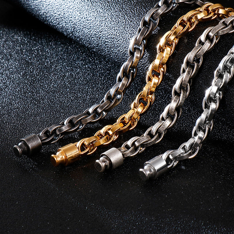 Retro hip-hop minimalist titanium steel bracelet