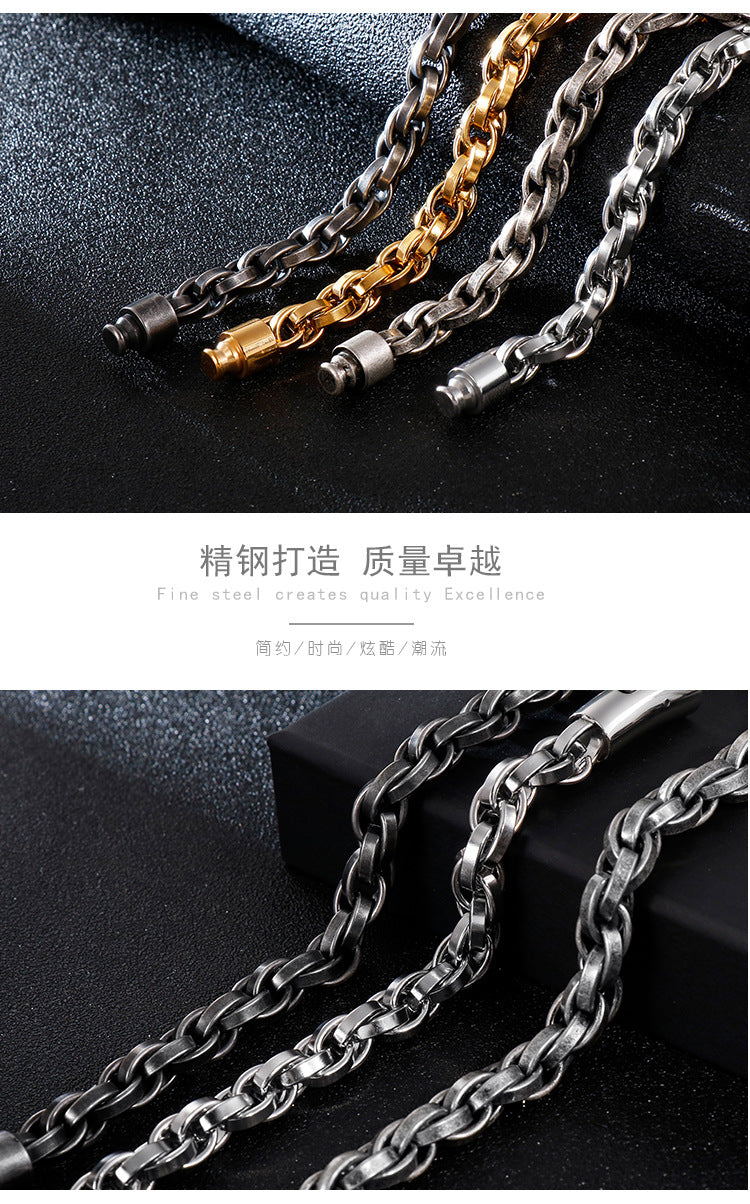 Retro hip-hop minimalist titanium steel bracelet