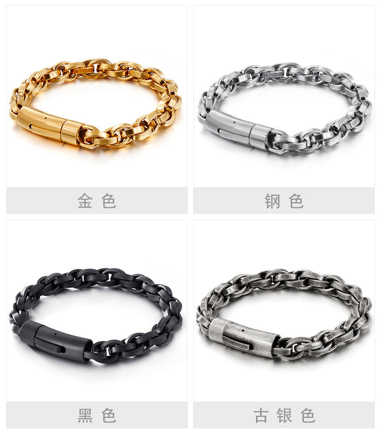 Retro hip-hop minimalist titanium steel bracelet