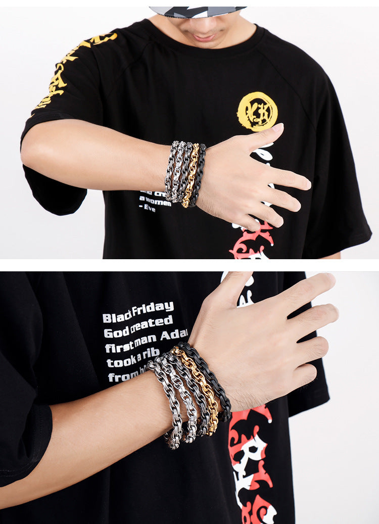 Retro hip-hop minimalist titanium steel bracelet