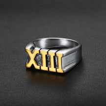 Stainless Steel Roman Numeral XIII Ring Set