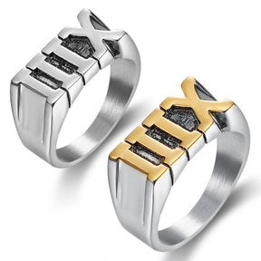 Stainless Steel Roman Numeral XIII Ring Set