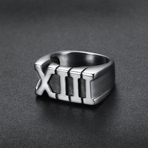 Stainless Steel Roman Numeral XIII Ring Set