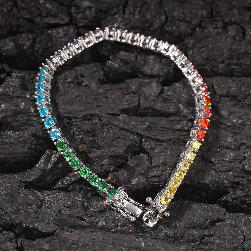 Hip-hop colored zircon tennis bracelets