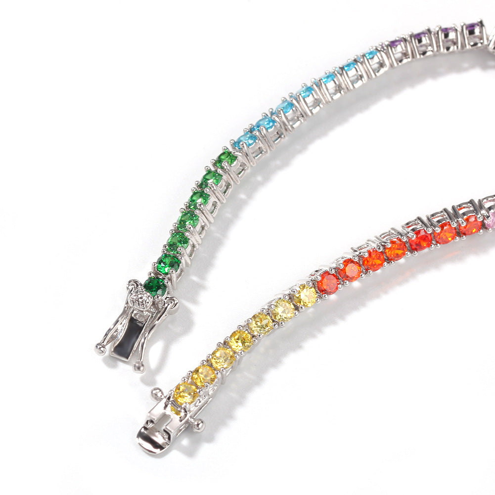 Hip-hop colored zircon tennis bracelets