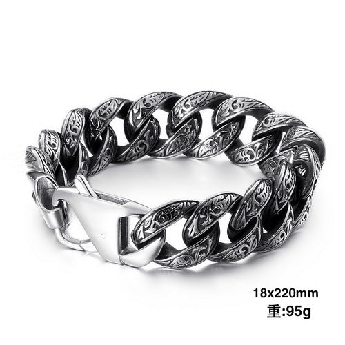 Patterned multi-link interlocking titanium steel bracelet