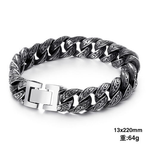 Patterned multi-link interlocking titanium steel bracelet
