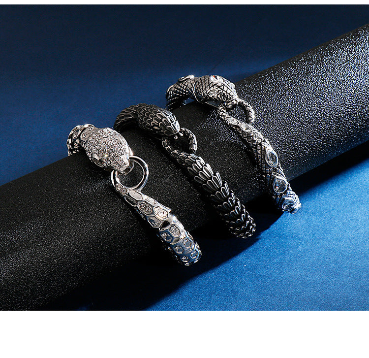 Retro stainless steel snake bracelet
