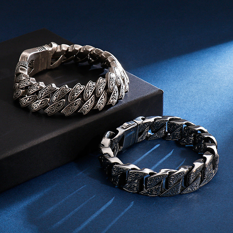Retro pattern exaggerated stainless steel bracelet