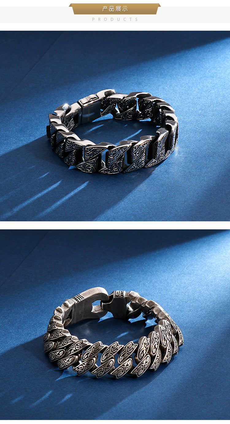 Retro pattern exaggerated stainless steel bracelet