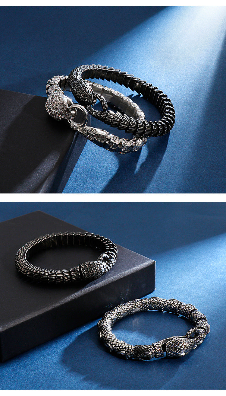 Retro stainless steel snake bracelet