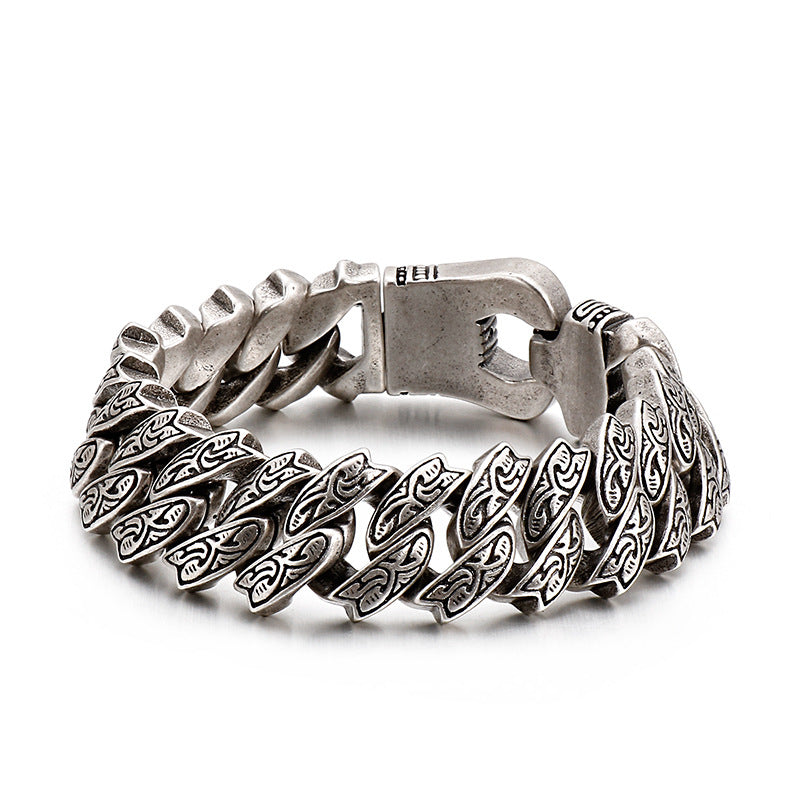 Retro pattern exaggerated stainless steel bracelet