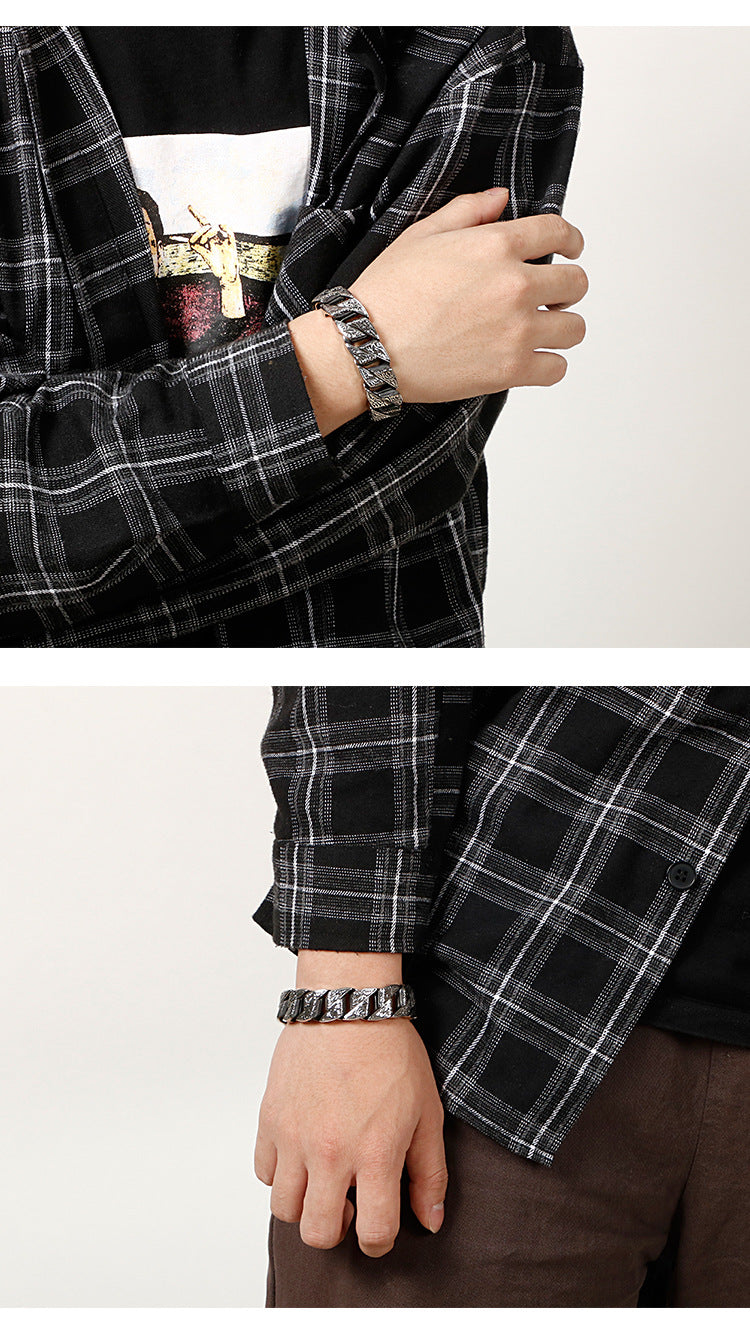 Retro pattern exaggerated stainless steel bracelet