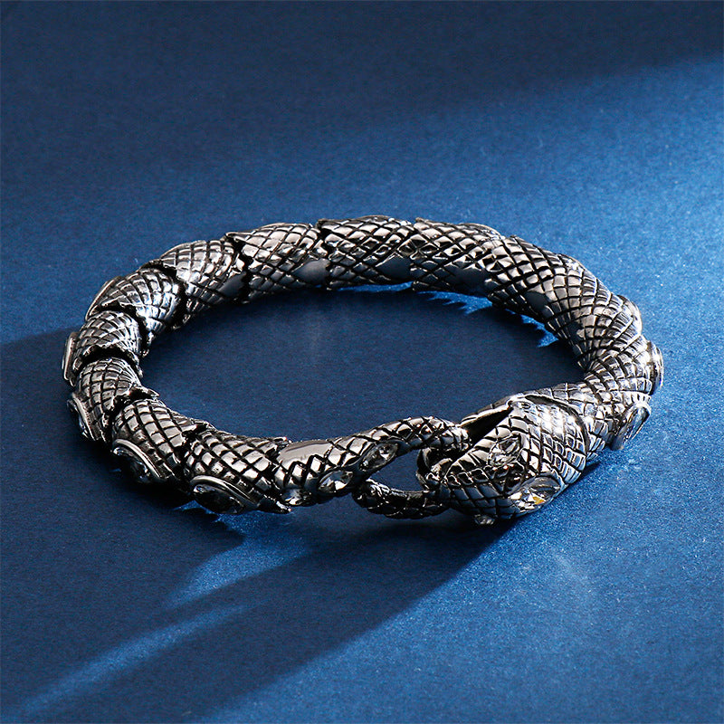 Retro stainless steel snake bracelet