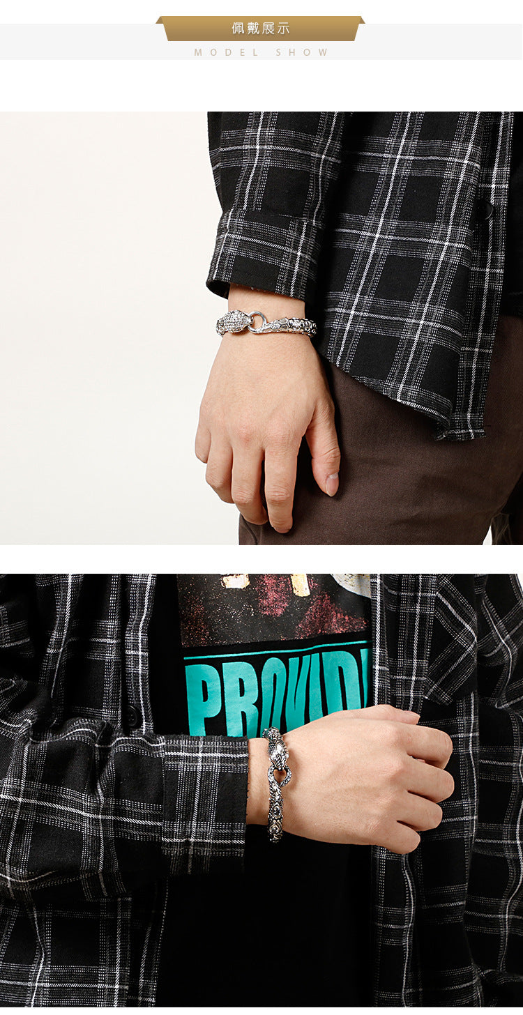 Retro stainless steel snake bracelet