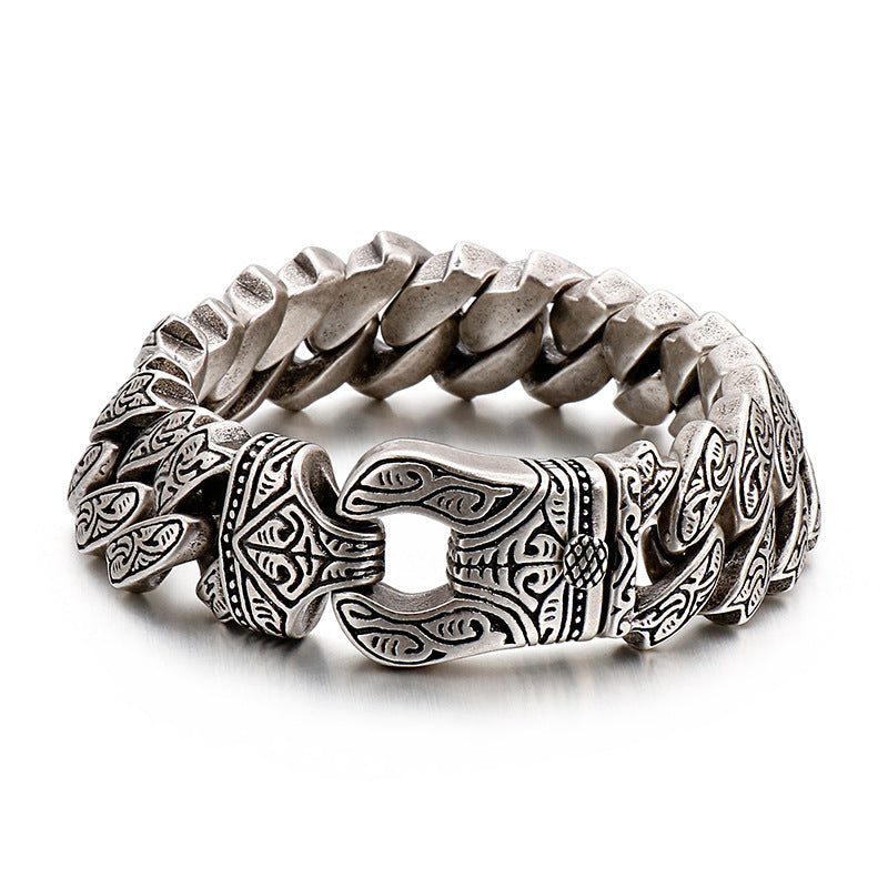 Retro pattern exaggerated stainless steel bracelet