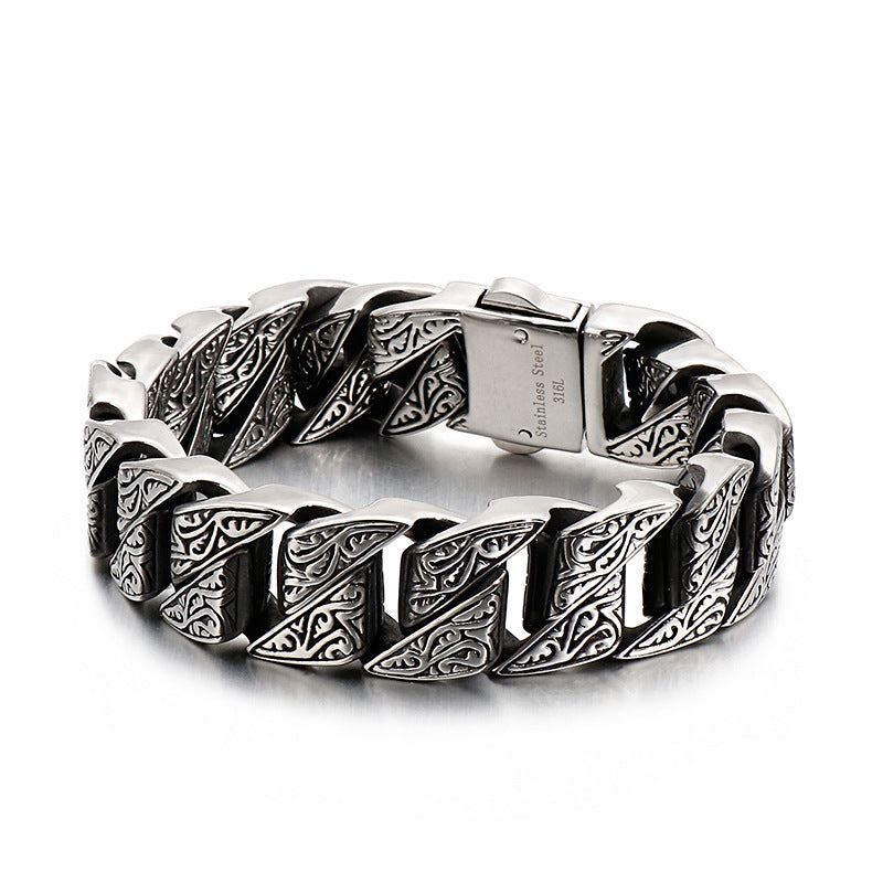 Retro pattern exaggerated stainless steel bracelet