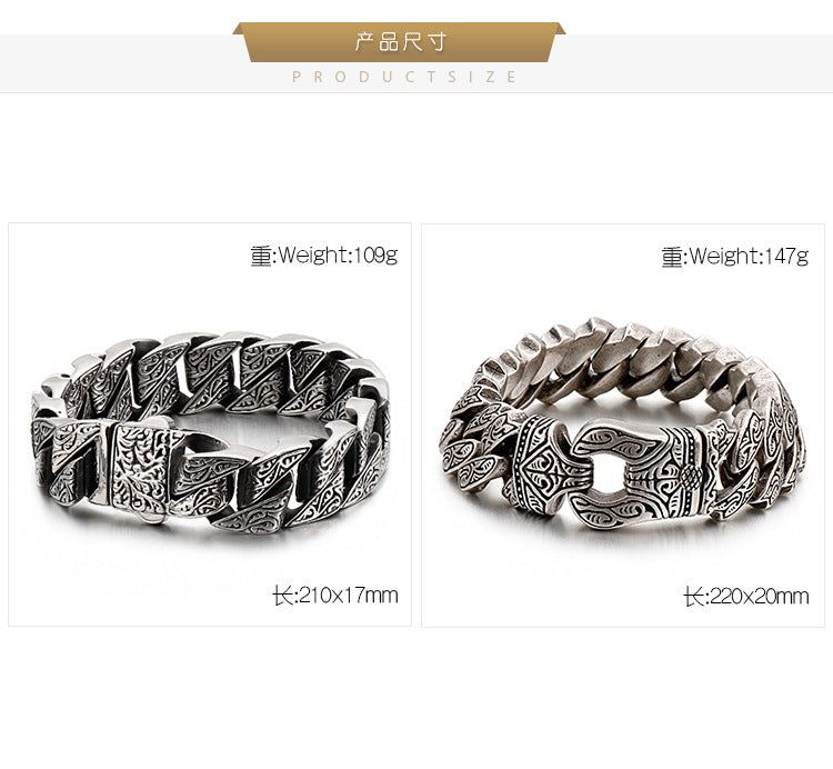 Retro pattern exaggerated stainless steel bracelet