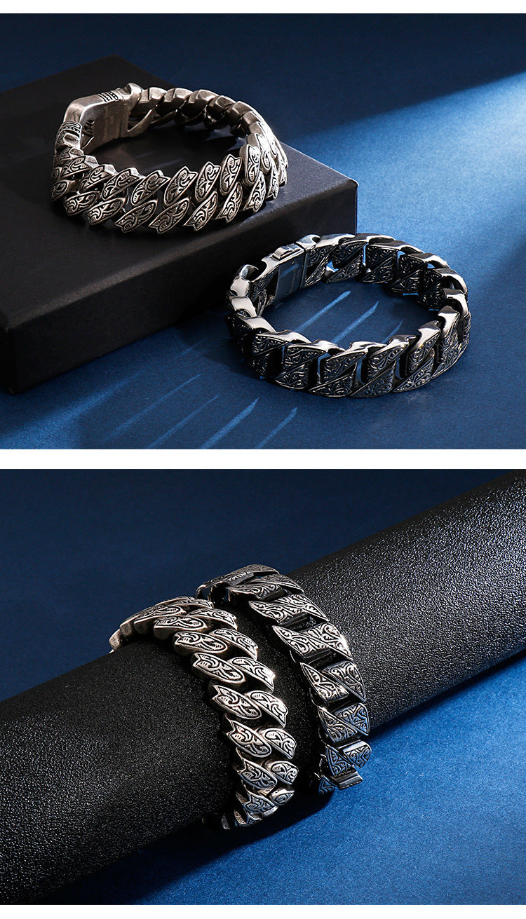 Retro pattern exaggerated stainless steel bracelet