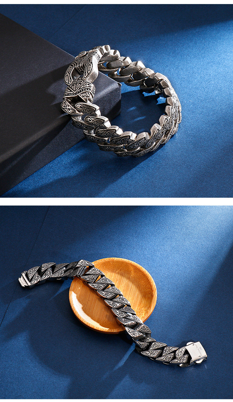 Retro pattern exaggerated stainless steel bracelet