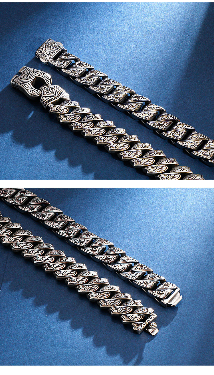 Retro pattern exaggerated stainless steel bracelet