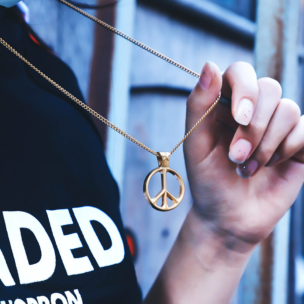 Stainless steel peace sign necklace