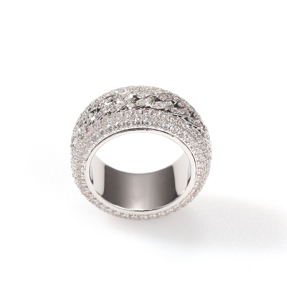 Hip-hop style zircon rotating Cuban ring