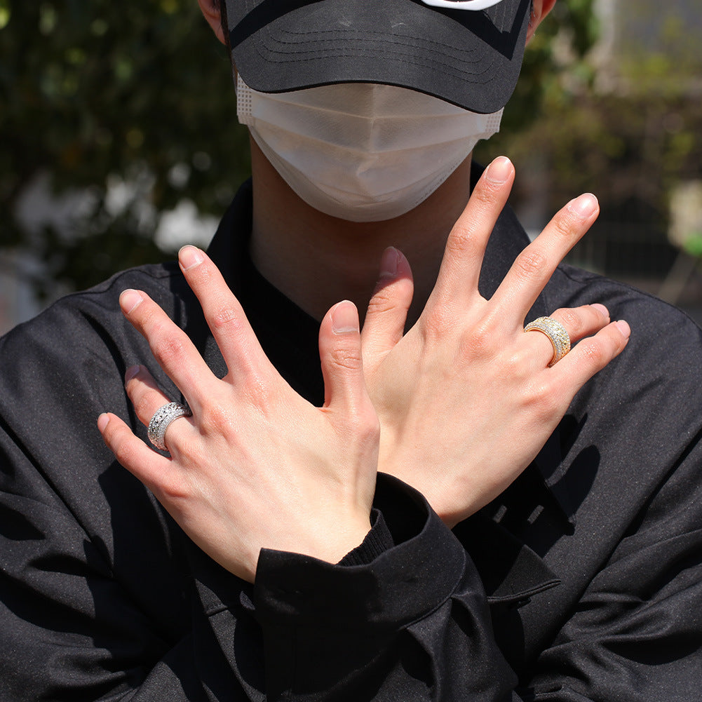 Hip-hop style zircon rotating Cuban ring