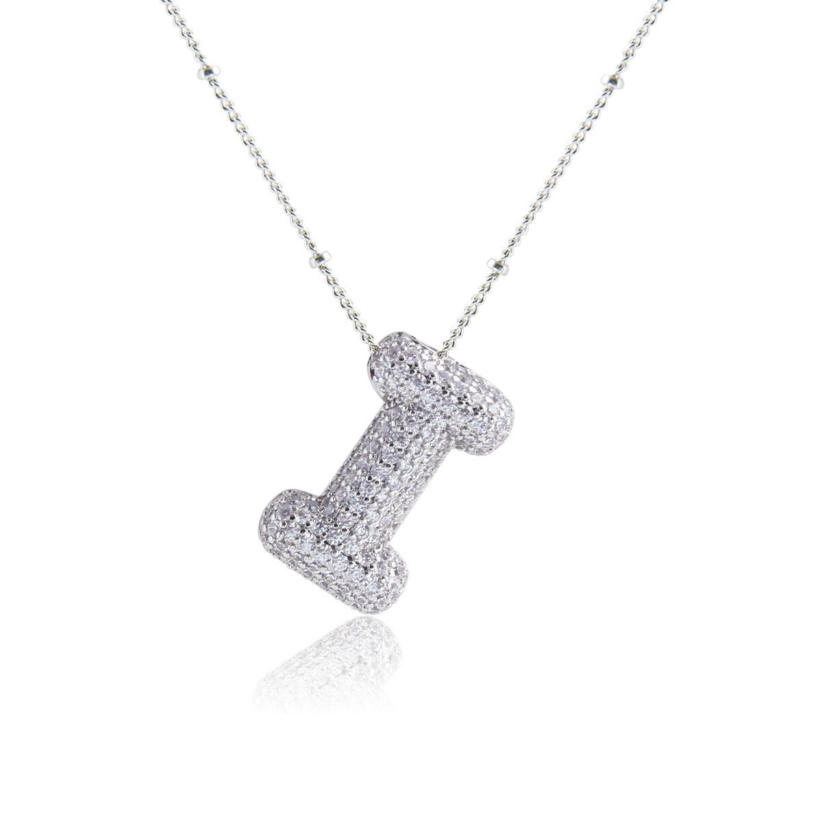 Bubble Initial Necklace 14k Gold Plated Cubic Zirconia