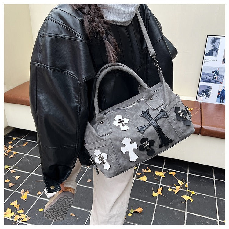 Chrome Hearts Black and White Patchwork Travel Bag