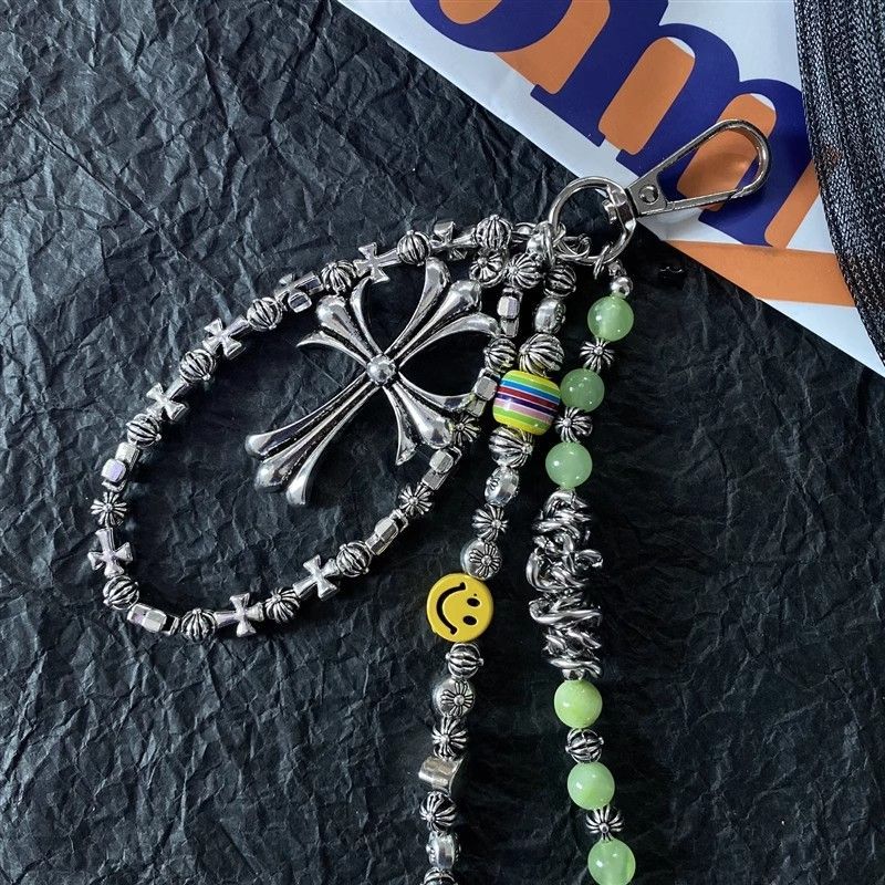 smiley face cross acrylic bead chain