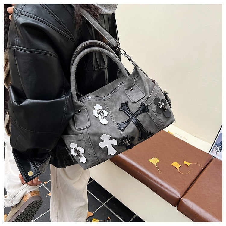 Chrome Hearts Black and White Patchwork Travel Bag