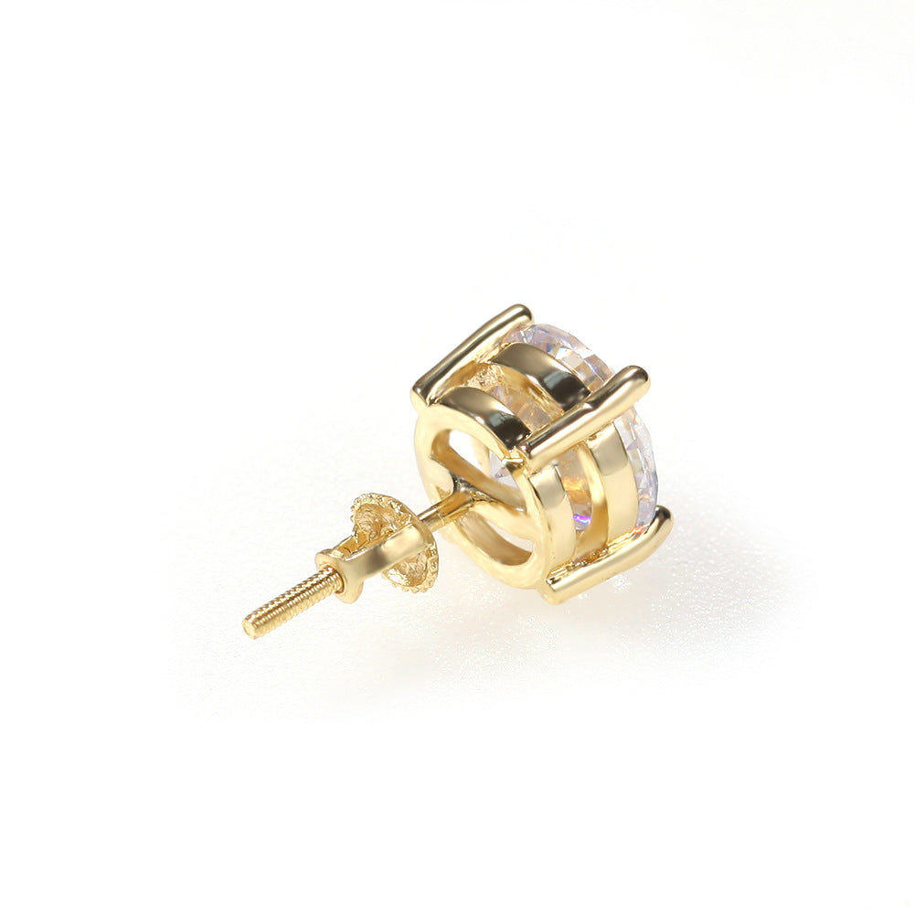 Classic round zircon hip-hop earrings