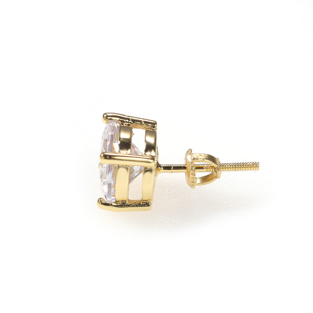 Classic round zircon hip-hop earrings