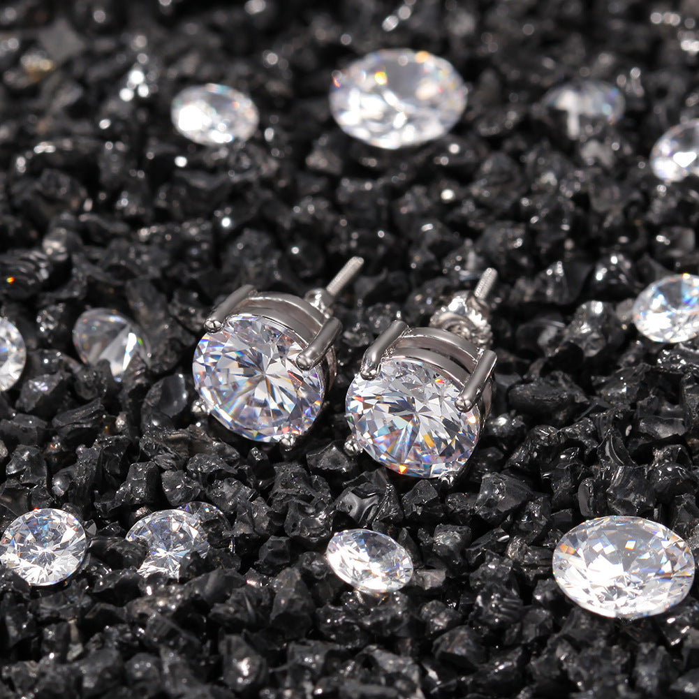 Classic round zircon hip-hop earrings