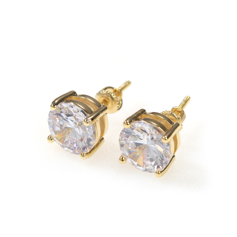 Classic round zircon hip-hop earrings