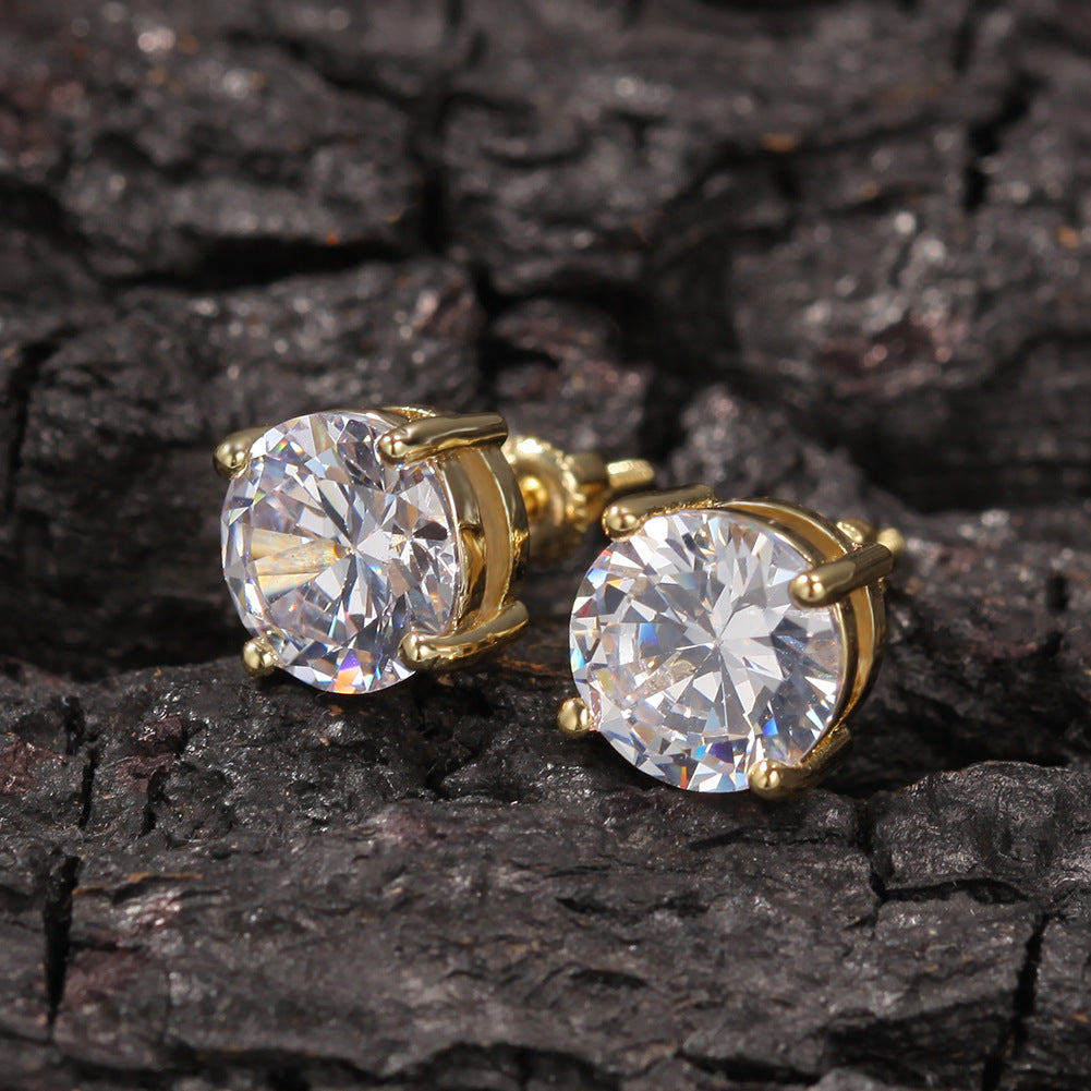 Classic round zircon hip-hop earrings