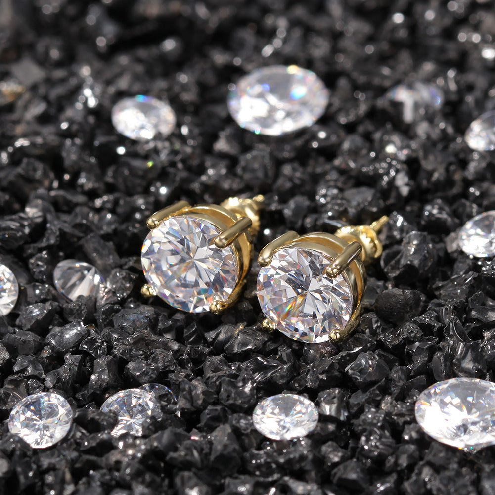 Classic round zircon hip-hop earrings