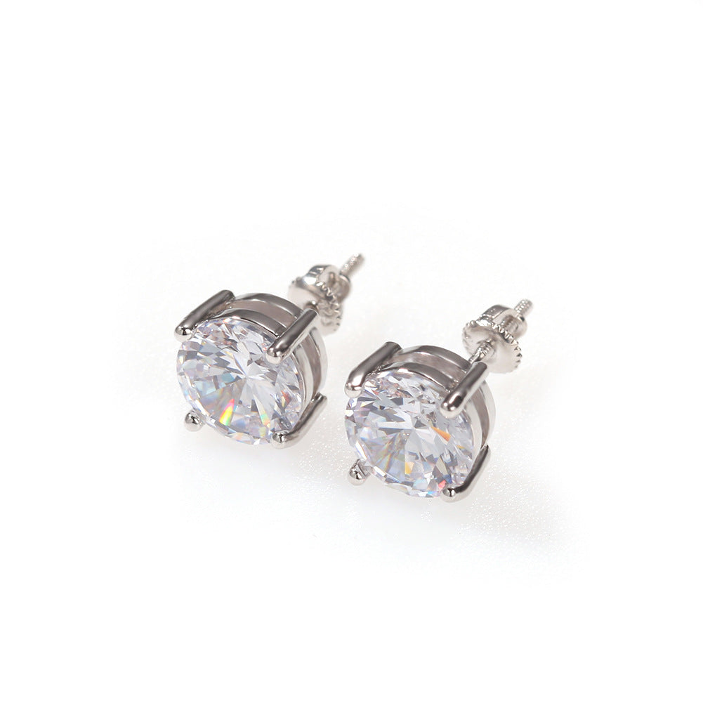 Classic round zircon hip-hop earrings