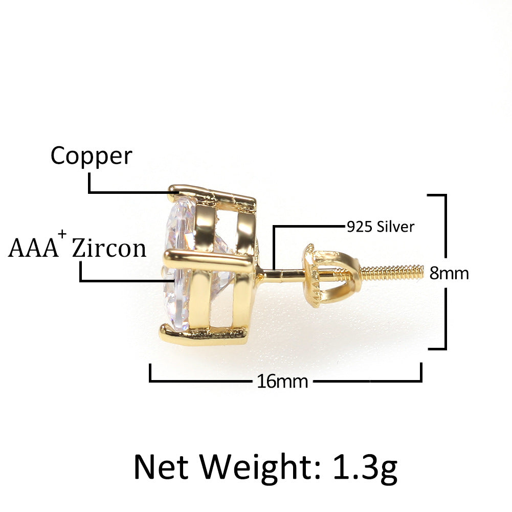 Classic round zircon hip-hop earrings